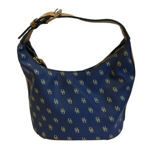 Dooney & Bourke Chic Handbag Monogram Logo Blue Mini Hobo Purse Zipper Petite